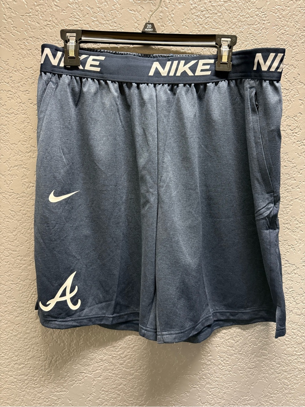 Nike Atlanta Braves Men’s Navy Athletic Shorts with White Logos
